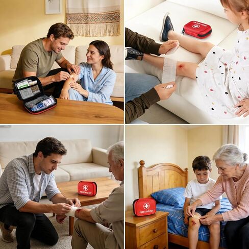Mini First Aid Kit, 115 Piece Hard-Shell Portable EVA Emergency Medical Kit, Suitable for Home, Travel, Outdoor, Camping, Office, Car, Hiking, and School in Saudi Arabia