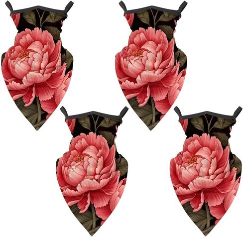 4 Pieces Peony Neck Gaiter Bandana Face Mask, Sun Cooling Scarf Gator Cover Head for Men Women in Kuwait