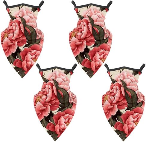 4 Pieces Peony Neck Gaiter Bandana Face Mask, Sun Cooling Scarf Gator Cover Head for Men Women in Saudi Arabia