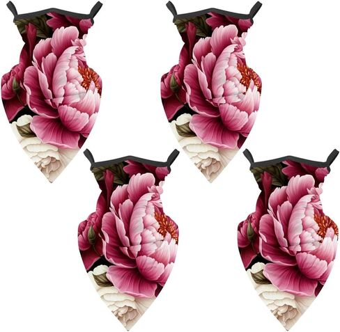 4 Pieces Peony Neck Gaiter Bandana Face Mask, Sun Cooling Scarf Gator Cover Head for Men Women in Saudi Arabia