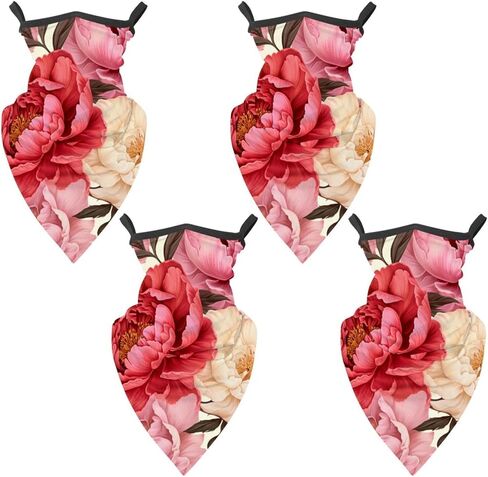 4 Pieces Peony Neck Gaiter Bandana Face Mask, Sun Cooling Scarf Gator Cover Head for Men Women in Saudi Arabia