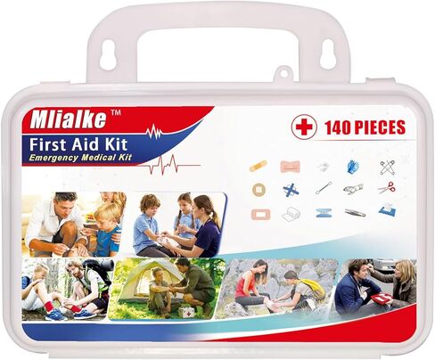 مجموعة الإسعافات الأولية المكونة من 140 قطعة، لوازم الطوارئ المحمولة للمنزل، السيارة، السفر، التخييم، المشي لمسافات طويلة، الرياضة، المكتب، المركبات، في الهواء الطلق in Kuwait