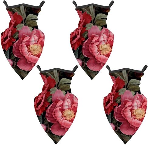 4 Pieces Peony Neck Gaiter Bandana Face Mask, Sun Cooling Scarf Gator Cover Head for Men Women in Saudi Arabia