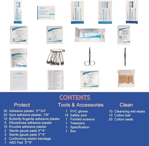 مجموعة الإسعافات الأولية المكونة من 140 قطعة، لوازم الطوارئ المحمولة للمنزل، السيارة، السفر، التخييم، المشي لمسافات طويلة، الرياضة، المكتب، المركبات، في الهواء الطلق in Kuwait