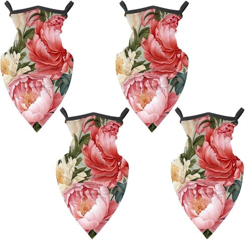 4 Pieces Peony Neck Gaiter Bandana Face Mask, Sun Cooling Scarf Gator Cover Head for Men Women in Saudi Arabia