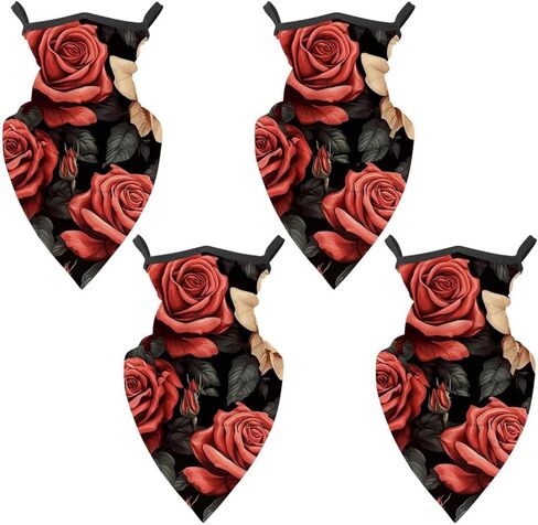 4 Pieces Peony Neck Gaiter Bandana Face Mask, Sun Cooling Scarf Gator Cover Head for Men Women in Saudi Arabia