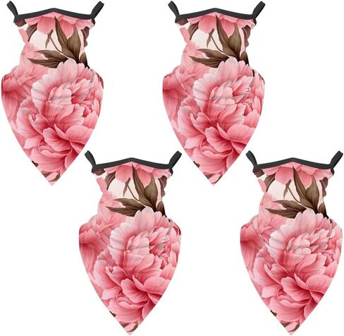 4 Pieces Peony Neck Gaiter Bandana Face Mask, Sun Cooling Scarf Gator Cover Head for Men Women in Saudi Arabia