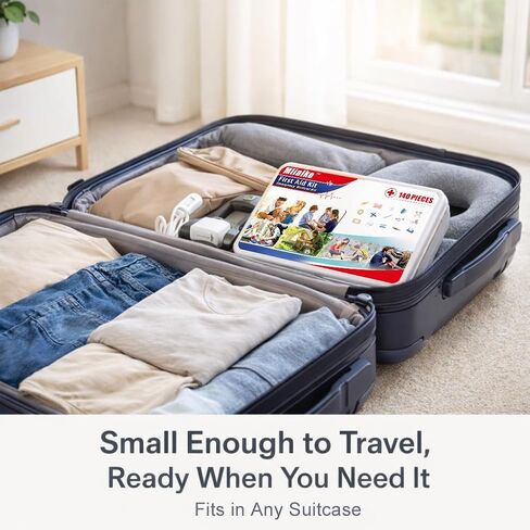 مجموعة الإسعافات الأولية المكونة من 140 قطعة، لوازم الطوارئ المحمولة للمنزل، السيارة، السفر، التخييم، المشي لمسافات طويلة، الرياضة، المكتب، المركبات، في الهواء الطلق in Kuwait