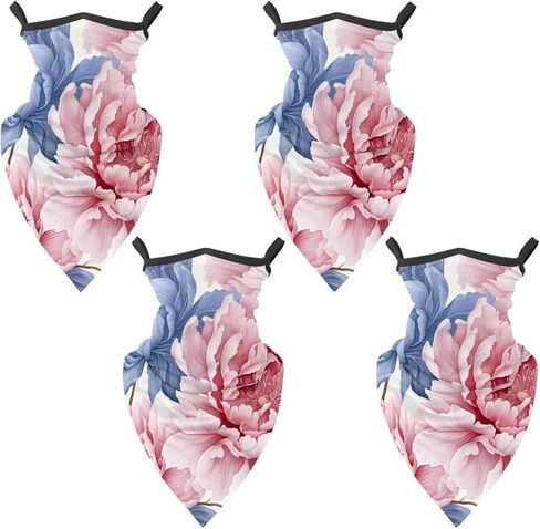 4 Pieces Peony Neck Gaiter Bandana Face Mask, Sun Cooling Scarf Gator Cover Head for Men Women in Saudi Arabia