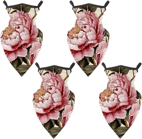 4 Pieces Peony Neck Gaiter Bandana Face Mask, Sun Cooling Scarf Gator Cover Head for Men Women in Saudi Arabia