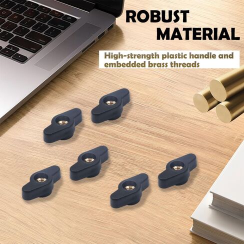 20 Pack 1/4"-20 Wing Knobs, Black T-Handle Threaded Clamping Knob with Through Hole in Saudi Arabia
