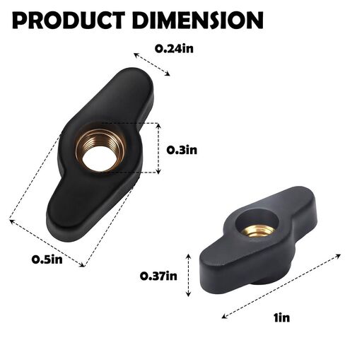 20 Pack 1/4"-20 Wing Knobs, Black T-Handle Threaded Clamping Knob with Through Hole in Saudi Arabia