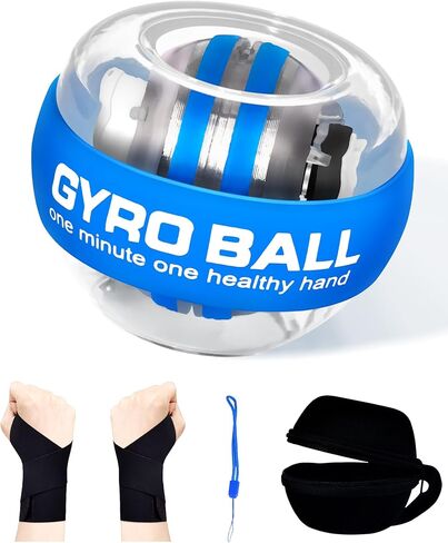 كرة معصم جيروسكوبية مع أضواء LED تعمل تلقائيًا ومتغيرة اللون، مقوي لتمرين ساعد المعصم، تدريب قوة اليد والأصابع والذراع والمرونة، تتضمن سوار معصم ملتف in Kuwait