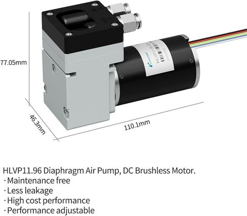 8.5L/min HLVP11.96 مضخة فراغية بحاجز DC24 مضخة هواء بدون فرش ضغط إيجابي 0.25Mpa ، تحكم PWM in Saudi Arabia
