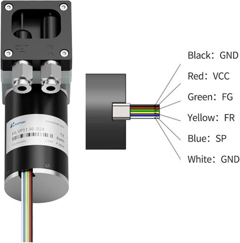 8.5L/min HLVP11.96 مضخة فراغية بحاجز DC24 مضخة هواء بدون فرش ضغط إيجابي 0.25Mpa ، تحكم PWM in Kuwait