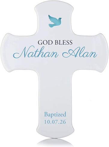 Lifetime Creations Baby Boy Baptism Wall Cross: Personalized Baby Boy Baptism Gifts, Christening Gifts for Boys, Kids, Bautizo Regalo, Blue Porcelain 9" Cross in Kuwait