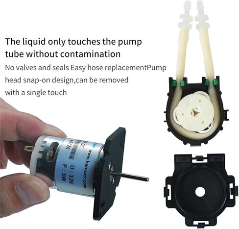 47ml/min NKP Low Flow Peristaltic Pump 12V DC Motor Dosing Pump with Power Supply (5.2~90ml/min, 3 Rotors, Blue Color)(NKP-DC-B08D(Black)) in Saudi Arabia