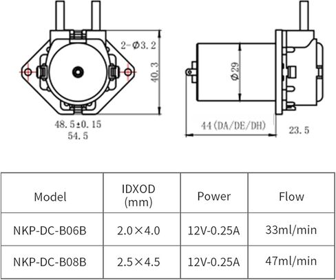47ml/min NKP Low Flow Peristaltic Pump 12V DC Motor Dosing Pump with Power Supply (5.2~90ml/min, 3 Rotors, Blue Color)(NKP-DC-B08D(Black)) in Saudi Arabia