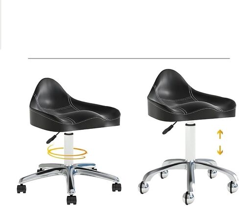 Ergonomic Saddle Chair with Wheels – Height Adjustable Swivel Rolling Stool for Clinic, Dentist, Salon & Office(Black) in Saudi Arabia