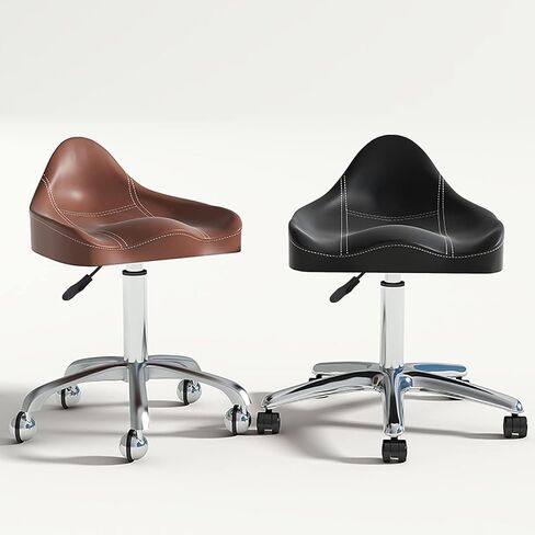 Ergonomic Saddle Chair with Wheels – Height Adjustable Swivel Rolling Stool for Clinic, Dentist, Salon & Office(Black) in Saudi Arabia