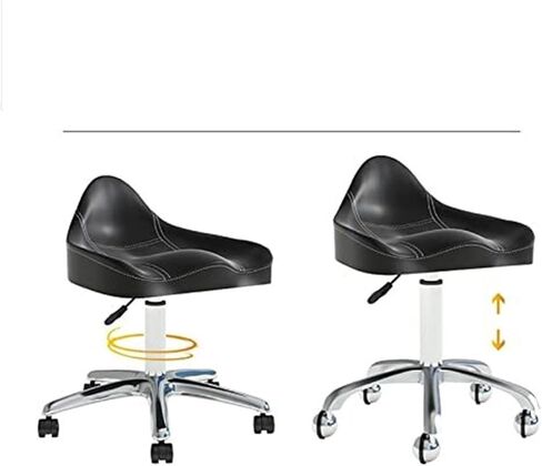 Ergonomic Saddle Chair with Wheels – Height Adjustable Swivel Rolling Stool for Clinic, Dentist, Salon & Office(Black) in Saudi Arabia