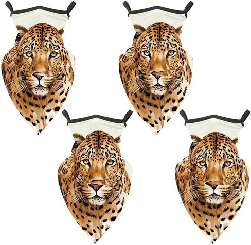 4 Pieces Cooling Neck Gaiter Face Cover for Sun Protection Leopard Face Mask Reflective for Men Women Fishing Cycling Hiking in Kuwait