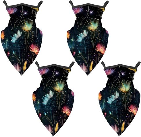 4 Pieces Summer UV Protection Cooling Neck Gaiter Face Clothing Neck Gaiter Mask Scarf Sunscreen Breathable Bandana, Firefly in Kuwait