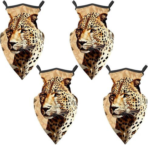 4 Pieces Leopard Neck Gaiter Bandana Face Mask, Sun Cooling Scarf Gator Cover Head for Men Women in Kuwait