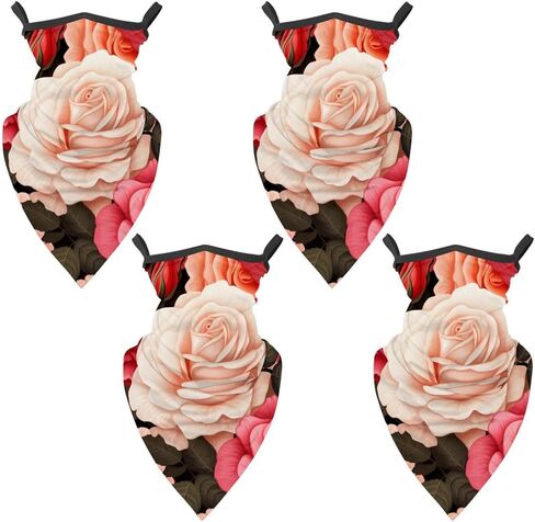 4 Pack Rose Neck Gaiter Face Cover Scarf, Breathable Sun & Wind-proof for Skiing Fishing Hiking Cycling in Saudi Arabia
