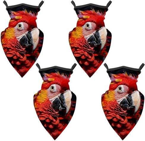 4 Pack Parrot Neck Gaiter Face Scarf Cover Sun Protection Balaclava Cloth Bandanas with Ear Loops in Kuwait