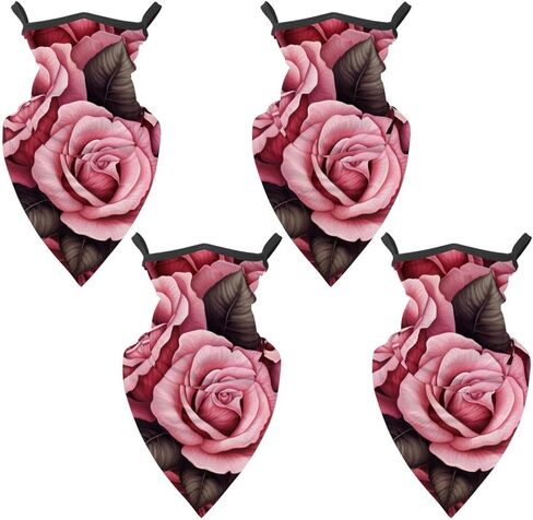 4 Pack Rose Neck Gaiter Face Cover Scarf, Breathable Sun & Wind-proof for Skiing Fishing Hiking Cycling in Saudi Arabia