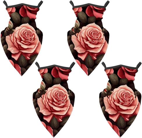 4 Pack Rose Neck Gaiter Face Cover Scarf, Breathable Sun & Wind-proof for Skiing Fishing Hiking Cycling in Saudi Arabia