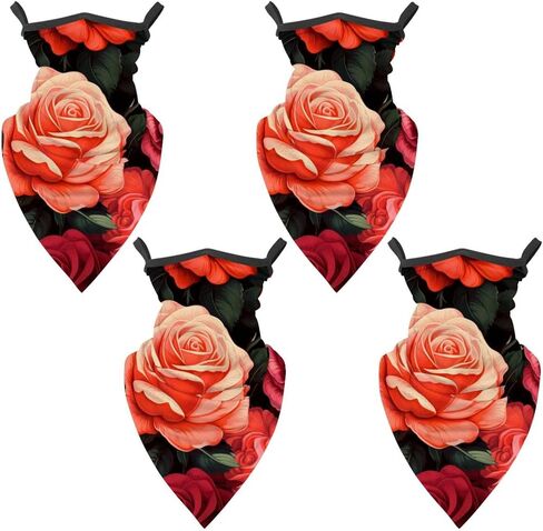 4 Pack Rose Neck Gaiter Face Cover Scarf, Breathable Sun & Wind-proof for Skiing Fishing Hiking Cycling in Saudi Arabia