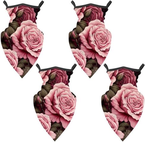 4 Pack Rose Neck Gaiter Face Cover Scarf, Breathable Sun & Wind-proof for Skiing Fishing Hiking Cycling in Saudi Arabia