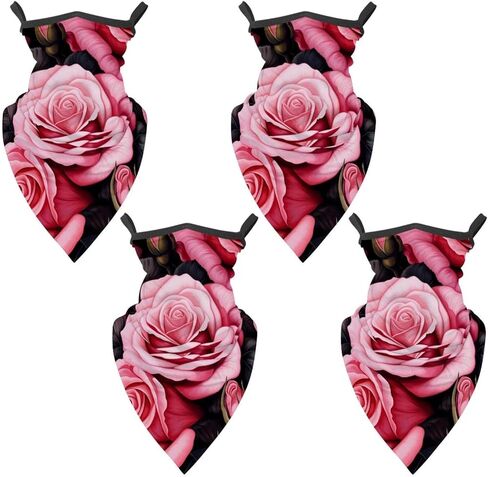 4 Pack Rose Neck Gaiter Face Cover Scarf, Breathable Sun & Wind-proof for Skiing Fishing Hiking Cycling in Saudi Arabia