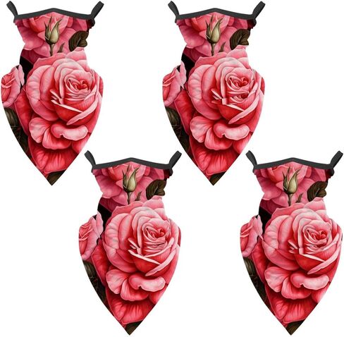 4 Pack Rose Neck Gaiter Face Cover Scarf, Breathable Sun & Wind-proof for Skiing Fishing Hiking Cycling in Saudi Arabia