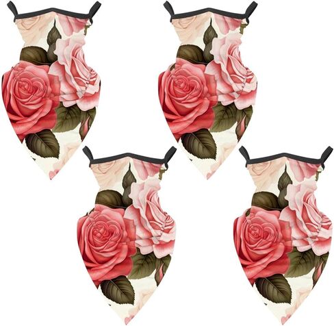 4 Pack Rose Neck Gaiter Face Scarf Cover Sun Protection Balaclava Cloth Bandanas with Ear Loops in Kuwait