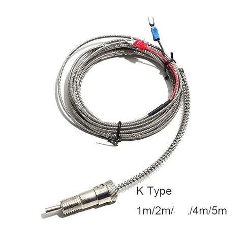 Type K Temperature Sensor Thermocouple with M12 Thread Adapter Bayonet 1M/2M/3.0M/4M/5M Cable with Spring Sheath 5Pcs(5M Cable Length) in Saudi Arabia