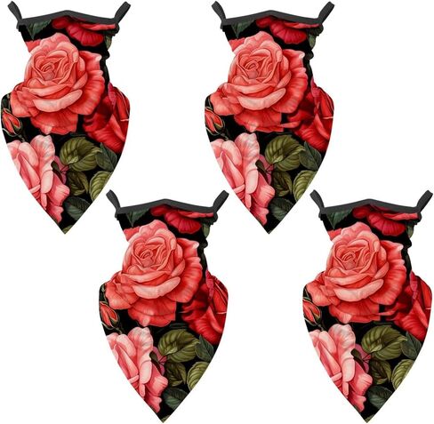 4 Pieces Rose Neck Gaiter Face Cover for Sun Protection UPF 50+ UV Face Mask Reflective for Men Women Fishing Cycling Hiking in Kuwait