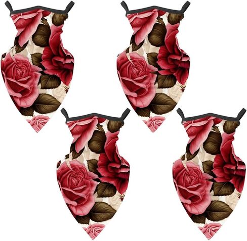 4 Pack Rose Neck Gaiter, Cooling Breathable Face Mask UV Protection Scarf Hiking Bandana for Men/Women in Kuwait