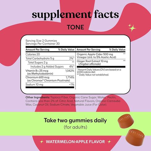 Lemme Tone Metabolism Gummies ، خل التفاح ، كروم درس سريريًا ، B12 ، الزنجبيل ، تعزيز كتلة الجسم النحيل ، نكهة التفاح البطيخ (إمدادات 30 يومًا) in Kuwait