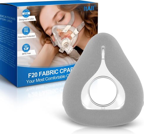 قناع قماشي بديل على طراز F20 (متوسط) - بدون تلامس من السيليكون، وسادة CPAP لكامل الوجه مغلفة بقماش تبريد لـ Airfit F20 وAirtouch F20، لا يوجد حشو حتى في الطقس الحار (Blue-M) in Kuwait