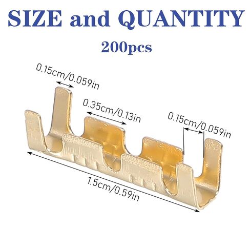 200Pcs U Shape Copper Ring Terminals, Brass Crimp Terminals Connector Open Barrel Crimp Terminal Non-Insulated Cable Wire Spade Electric Butt Connector ​for Electricity Automotive in Saudi Arabia