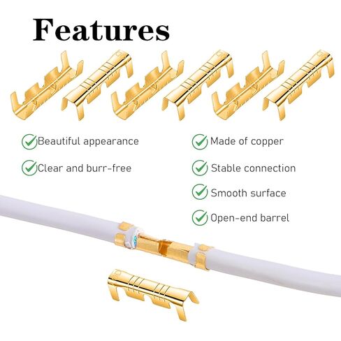 200Pcs U Shape Copper Ring Terminals, Brass Crimp Terminals Connector Open Barrel Crimp Terminal Non-Insulated Cable Wire Spade Electric Butt Connector ​for Electricity Automotive in Saudi Arabia