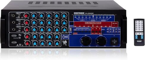 مضخم خلط الكاريوكي الاحترافي SINGTRONIC KA-2000DSP بقدرة 3000 وات | HDMI، بلوتوث، معادل DSP وتسجيل | نظام الصوت الرقمي DJ/KJ in Kuwait