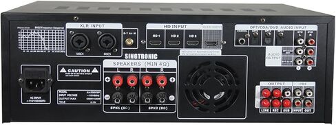 مضخم خلط الكاريوكي الاحترافي SINGTRONIC KA-2000DSP بقدرة 3000 وات | HDMI، بلوتوث، معادل DSP وتسجيل | نظام الصوت الرقمي DJ/KJ in Kuwait
