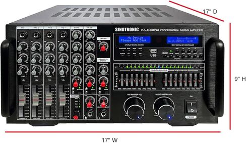 وحدة تحكم رقمية احترافية من SINGTRONIC KA-4000Pro DJ/KJ بقدرة 4000 وات DSP مضخم خلط كاريوكي، وظيفة HDMI، وظيفة التسجيل، وظيفة المعادل، وظيفة بلوتوث إرسال/استقبال من الأجهزة الذكية in Kuwait