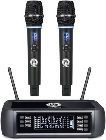 نظام ميكروفون لاسلكي رقمي قابل للشحن من SINGTRONIC SP-224Pro | بطارية ليثيوم مدمجة، مضادة للعواء، لا حاجة لمنفذ طاقة، ميكروفون كاريوكي بدون استخدام اليدين للاستخدام في الهواء الطلق in Kuwait
