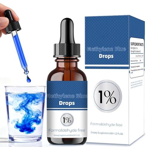 قطرات الميثيلين الزرقاء من الدرجة الصيدلانية، درجة نقاء عالية 99.99% أزرق الميثيلين للبشر، أزرق الميثان للبشر من درجة USP، مكمل 1% مع قطارة، خالٍ من الفورمالديهايد وخالي من الكحول، للسفر المحمول، 60 مل in Kuwait