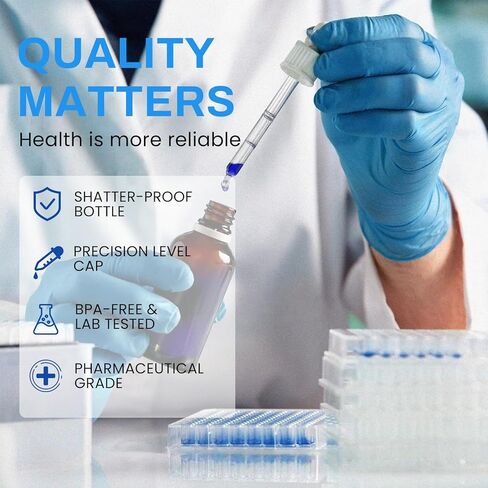 قطرات الميثيلين الزرقاء من الدرجة الصيدلانية، درجة نقاء عالية 99.99% أزرق الميثيلين للبشر، أزرق الميثان للبشر من درجة USP، مكمل 1% مع قطارة، خالٍ من الفورمالديهايد وخالي من الكحول، للسفر المحمول، 60 مل in Kuwait